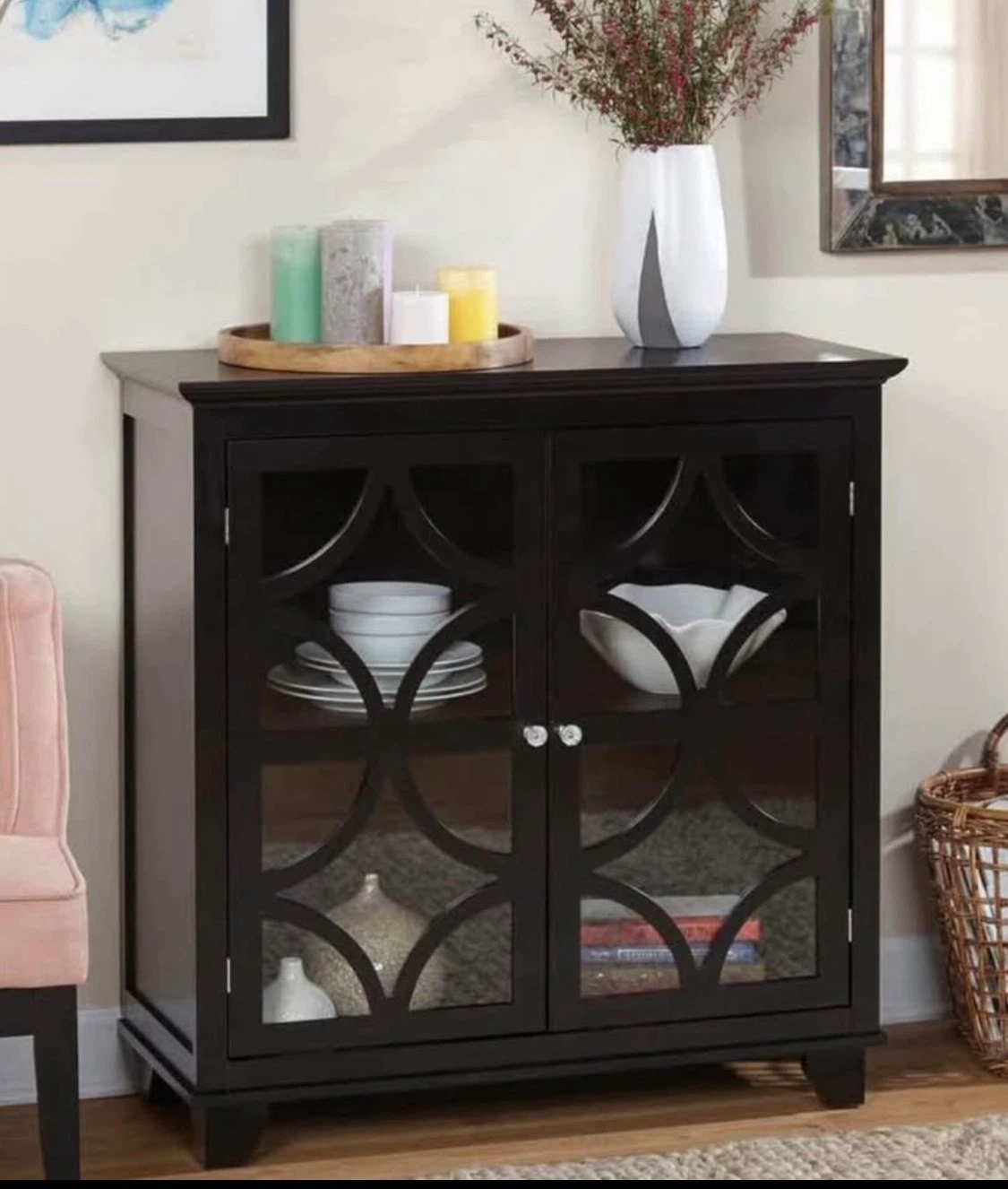 New Black Accent Cabinet Server Buffett Entryway - photo 3