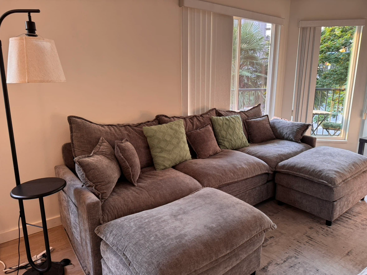 Grey Modular Couch & Ottomans