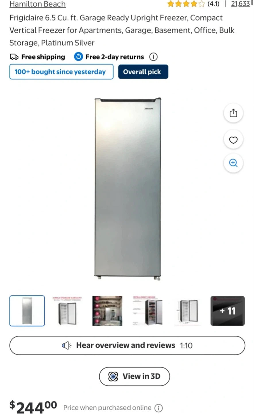 Frigidaire 6.5 Cu. Ft. Upright Freezer - Platinum Silver