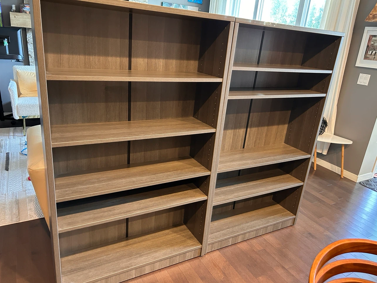 2 Grey Wood Laminate Bookcases