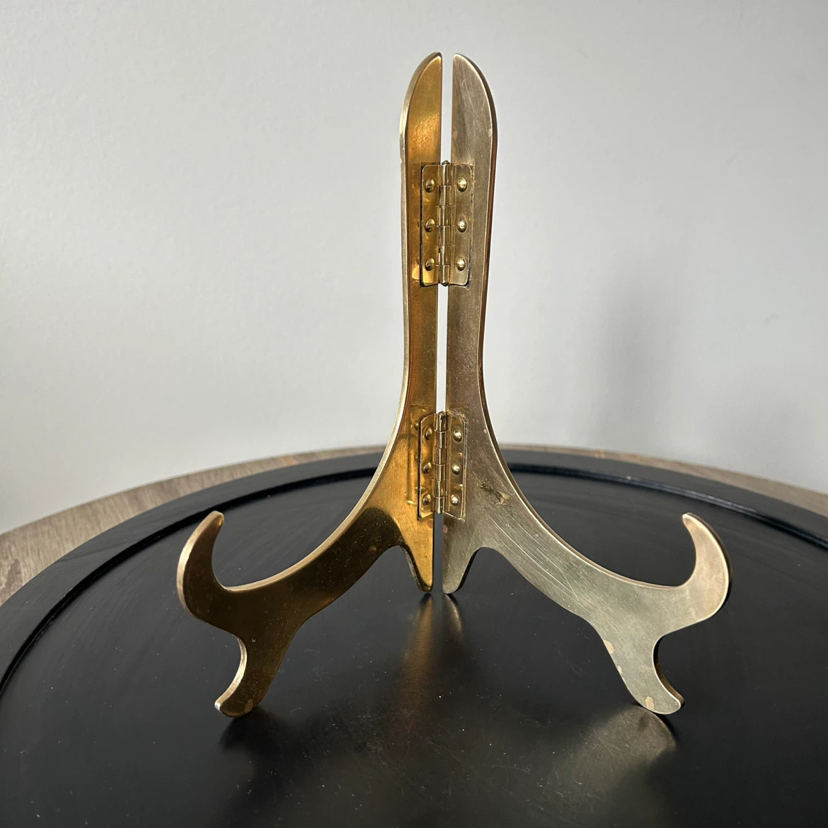 Vintage Solid Brass Folding Stand /  Easel (8” Tall)
