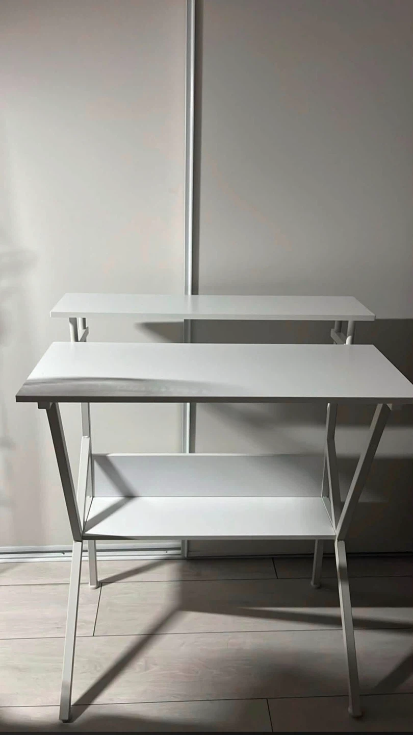 White Standing Desk with Shelf