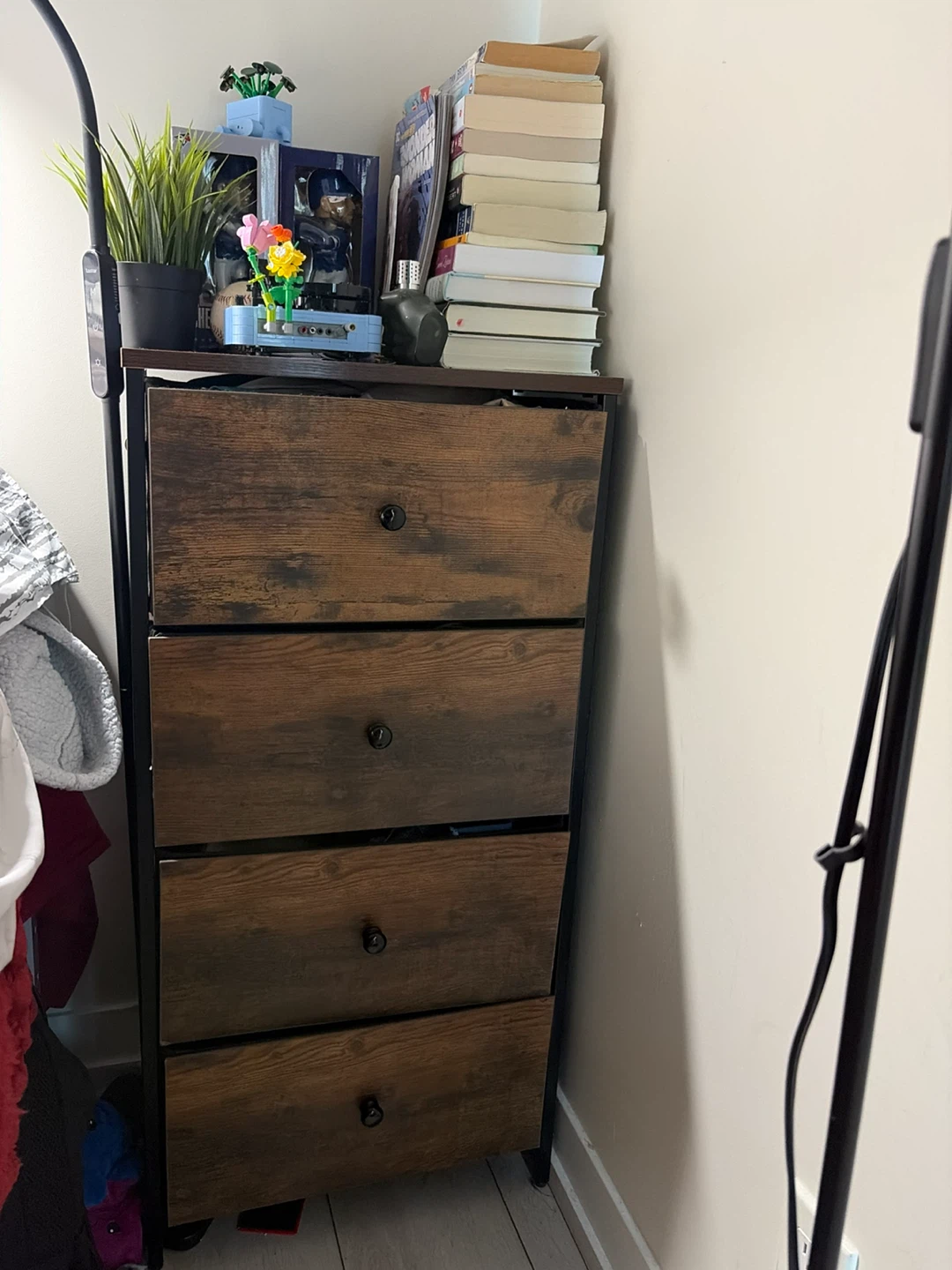 Rustic Wood Dresser with 4 Drawers
