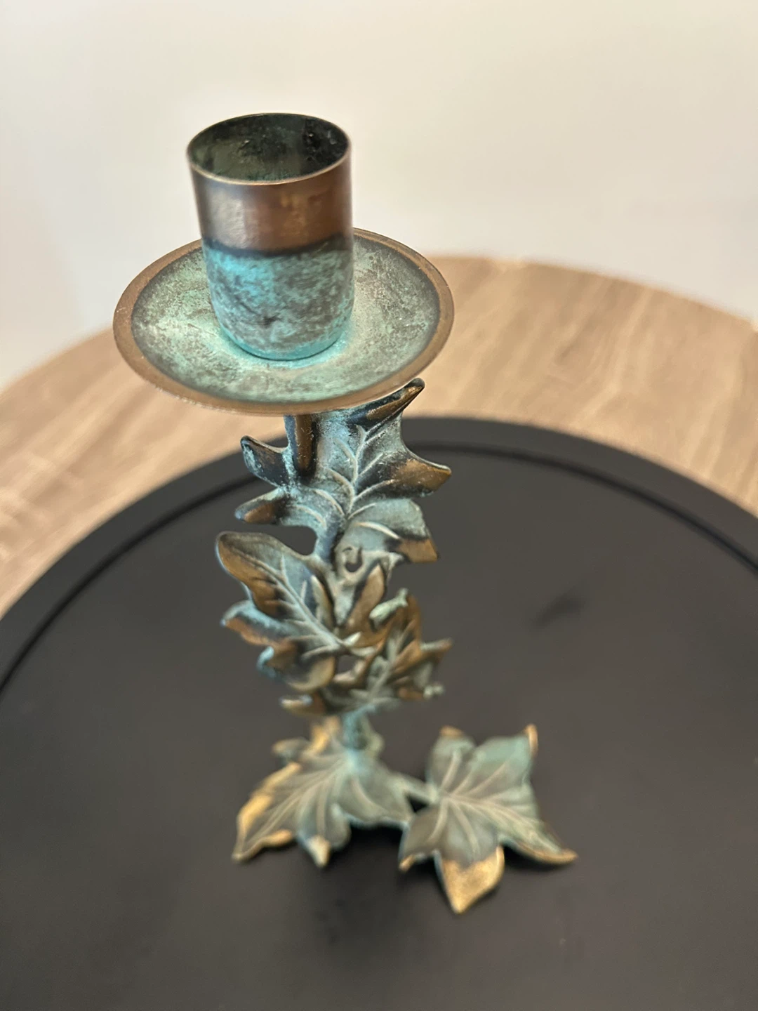 Vintage Brass Ivy Leaf Taper Candlestick Holder - photo 3
