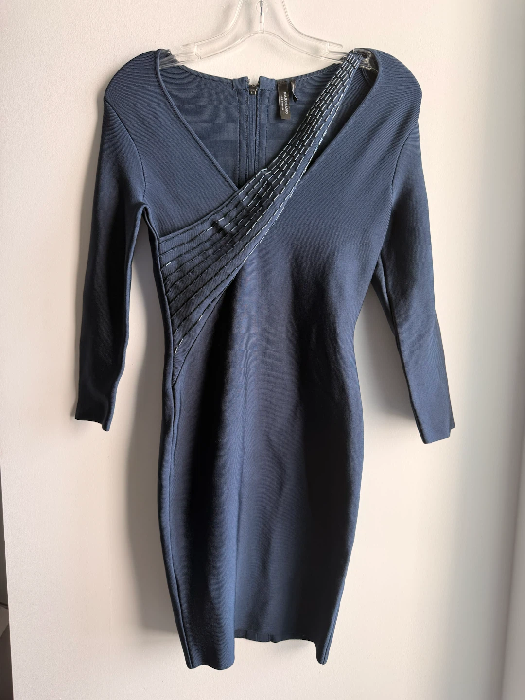 Marciano Navy Blue Beaded Bodycon Dress - photo 2