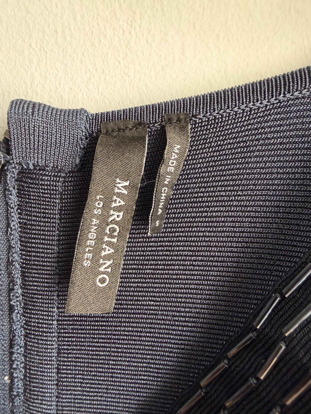 Marciano Navy Blue Beaded Bodycon Dress - photo 4