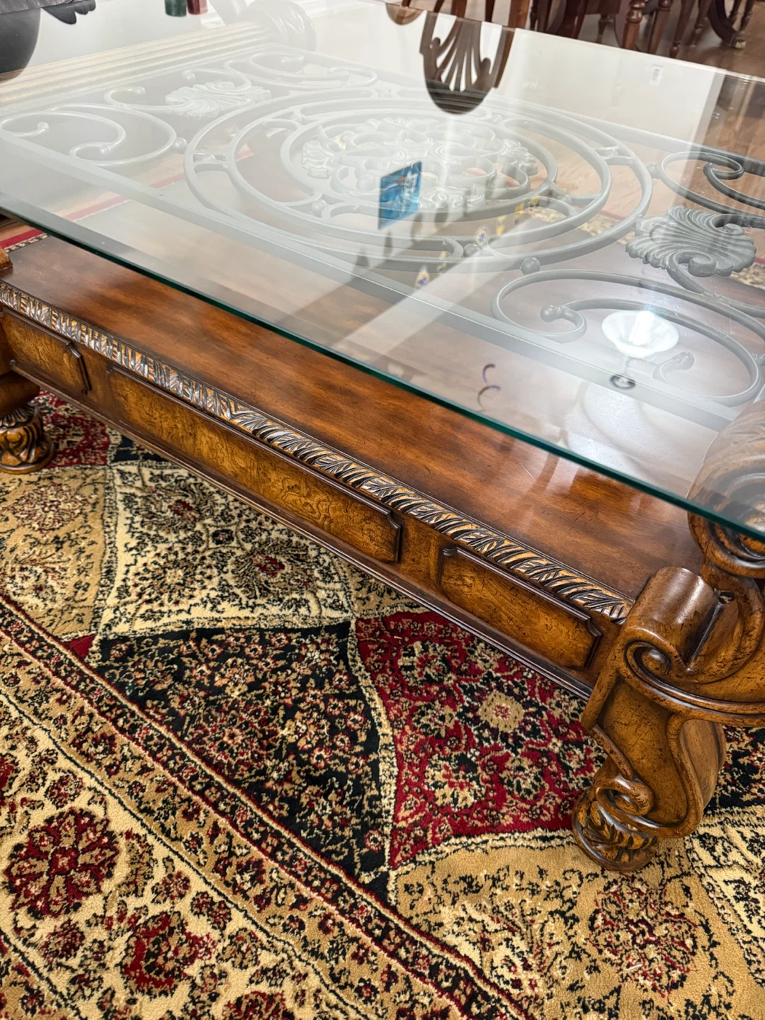 Wooden Coffee Table with Glass Top - photo 2
