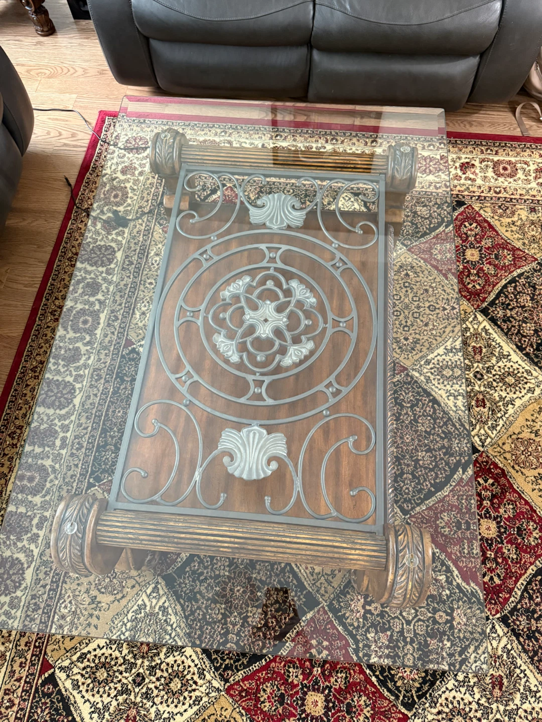 Wooden Coffee Table with Glass Top - photo 4