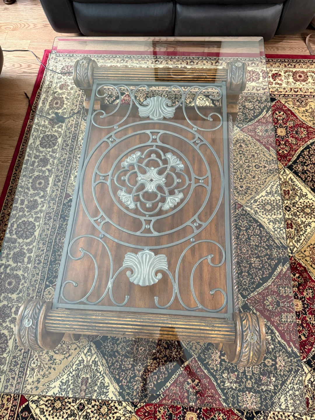 Wooden Coffee Table with Glass Top - photo 5