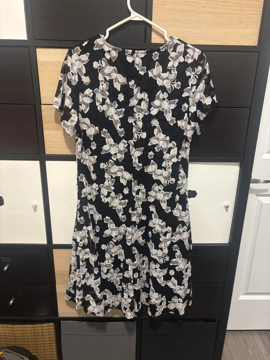 Suzy Shier Black Butterfly Lace Dress