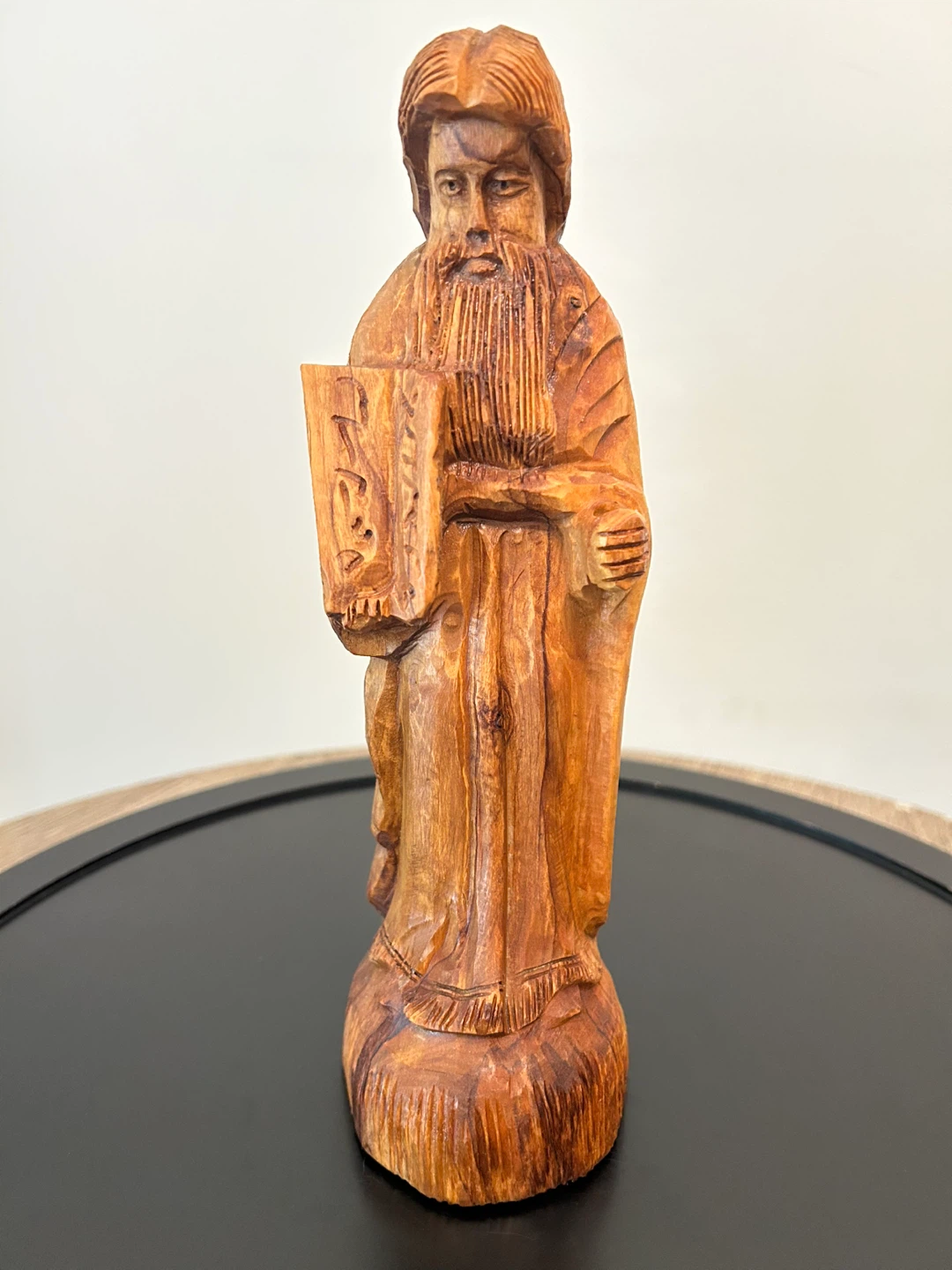 Vintage Hand-Carved Olive Wood Moses Figurine – As-Is