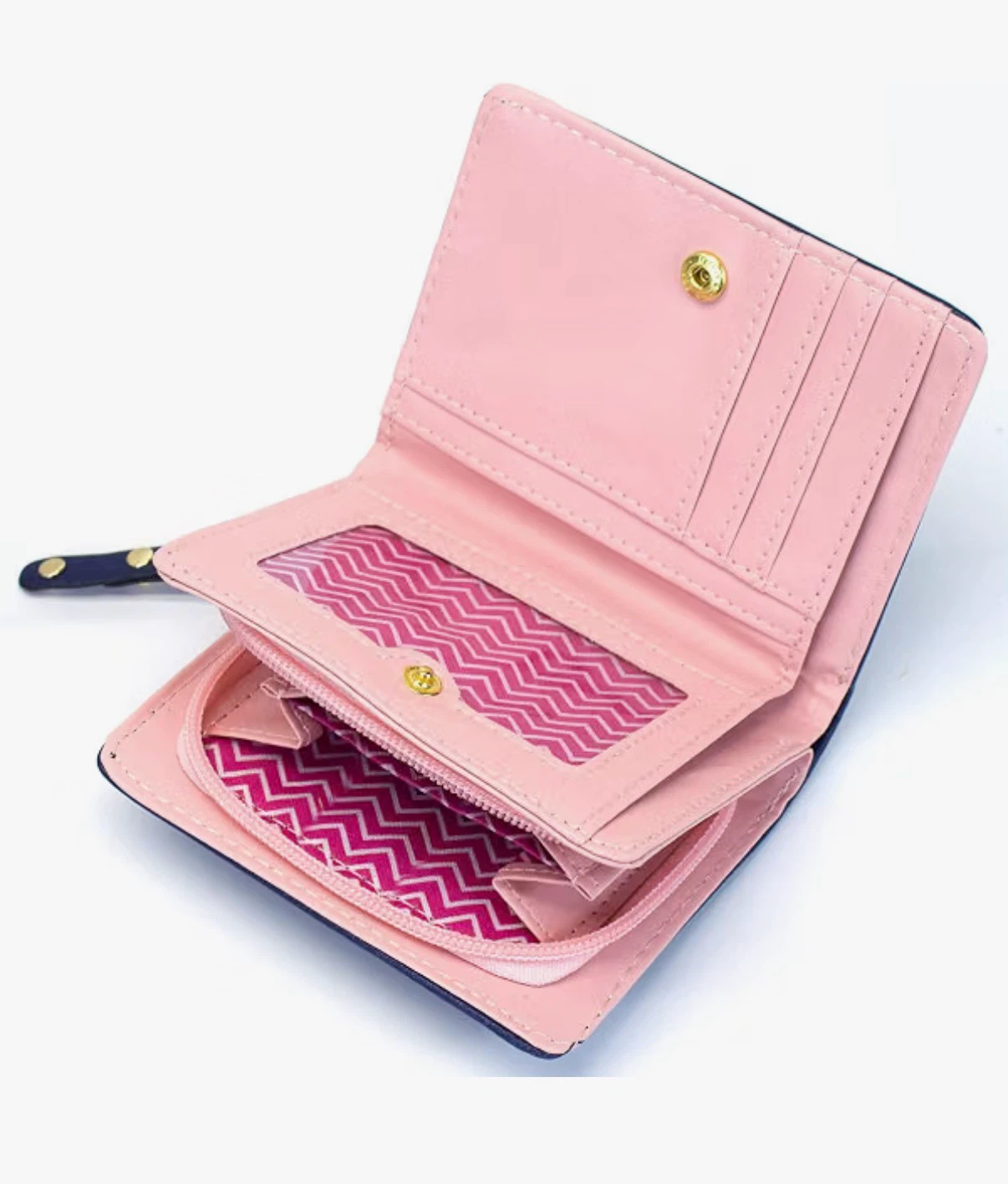 New Bifold Cute 3 Cat Zipeer Clutch Wallet - Navy Blue - photo 2