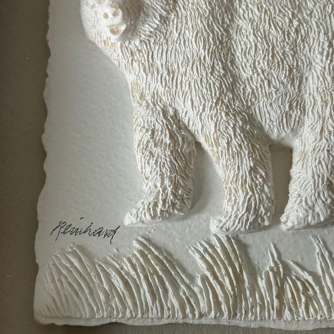 Vintage 3D Cast Paper Art – Bears in Forest – Signed - photo 5