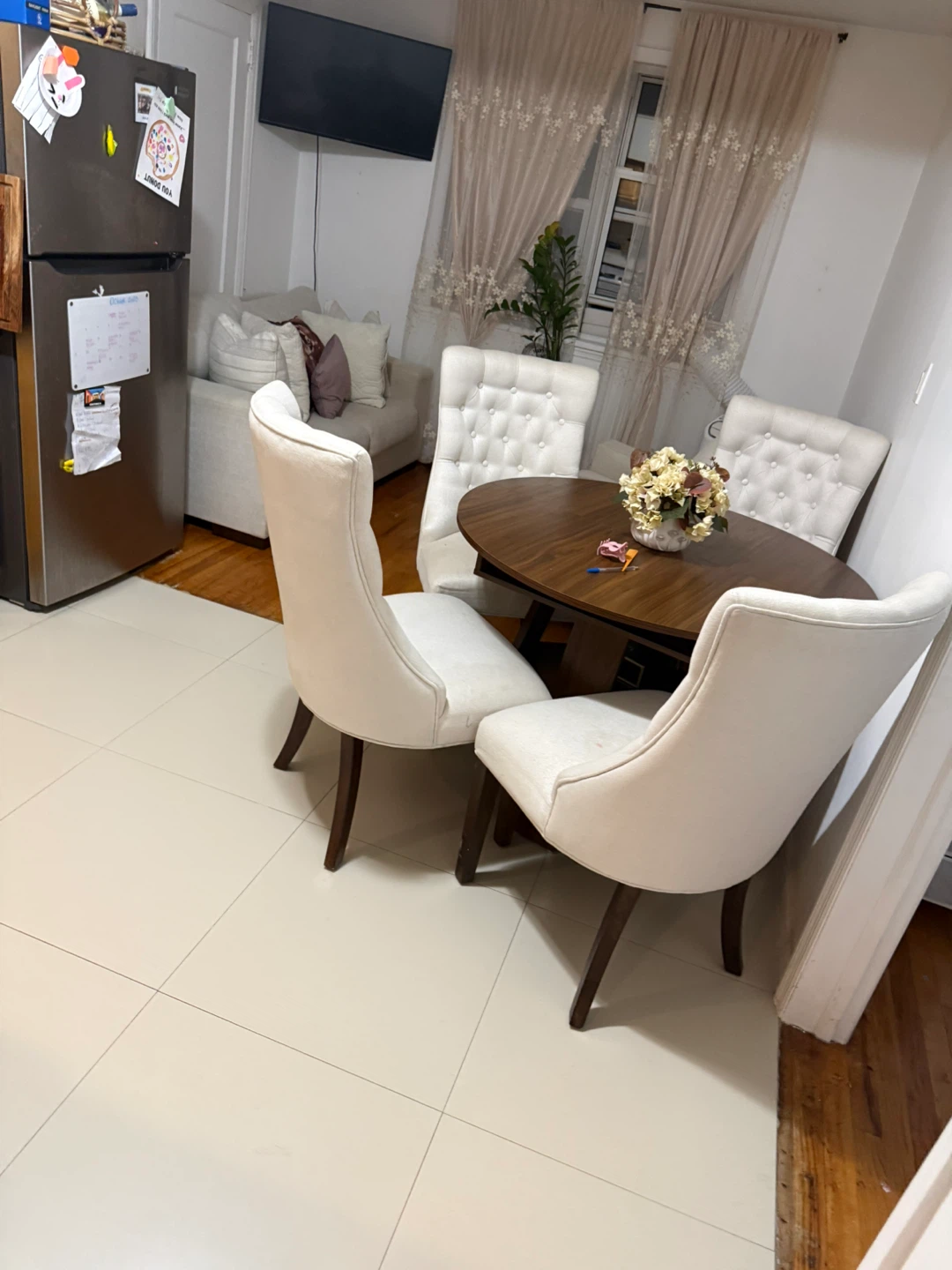 ✨ Set of 4 Cream Tufted Dining Chairs  ✨