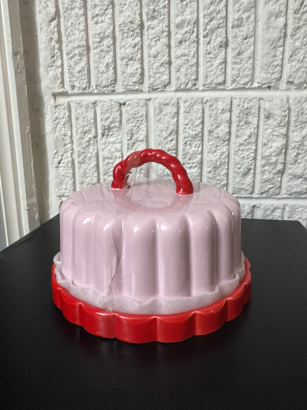 Ashland Pink Ceramic Cake Dome with Red Base - photo 4