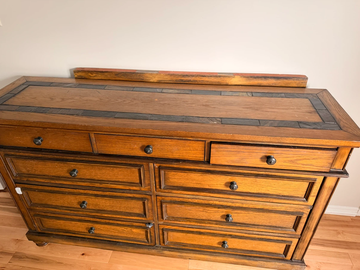 Wooden Dresser with 9 compartment and Mirror
