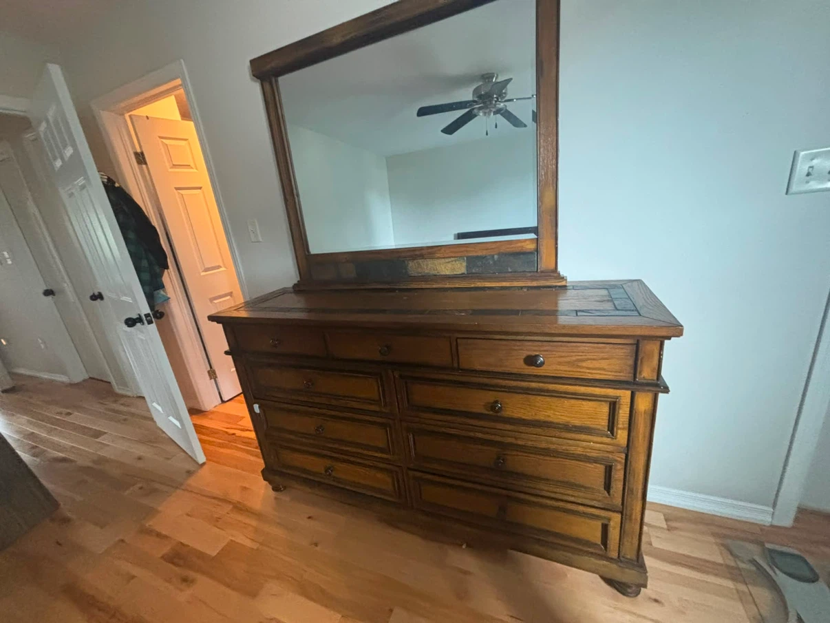 Wooden Dresser with 9 compartment and Mirror - photo 2