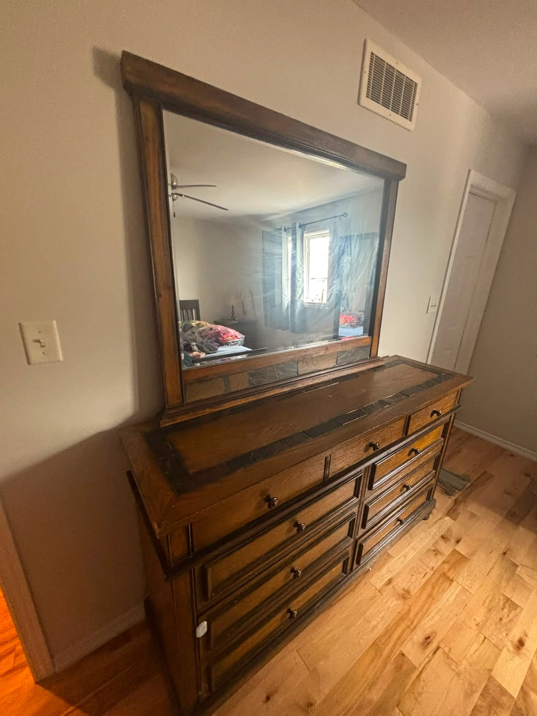Wooden Dresser with 9 compartment and Mirror - photo 3