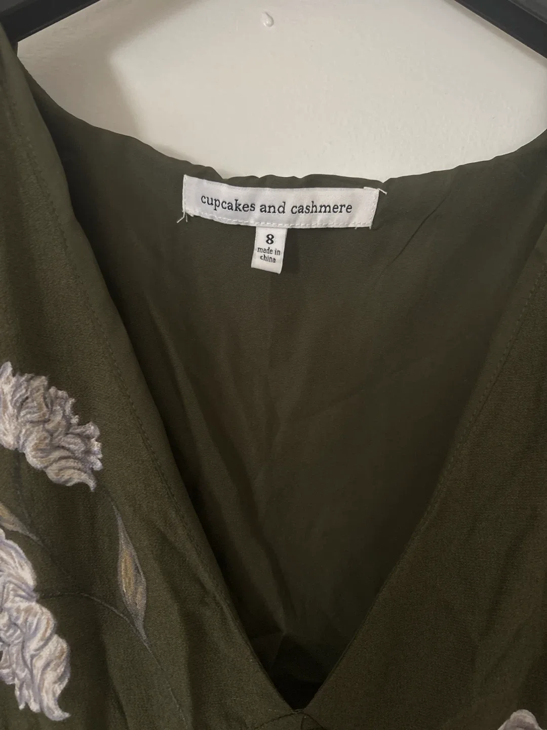 cupcakes and cashmere olive green floral dress size 8 - photo 2
