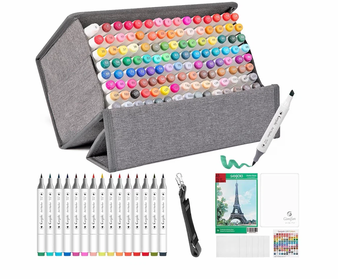 New Sanjoki 120 Alcohol Markers Double Tip -Brish & Chisel