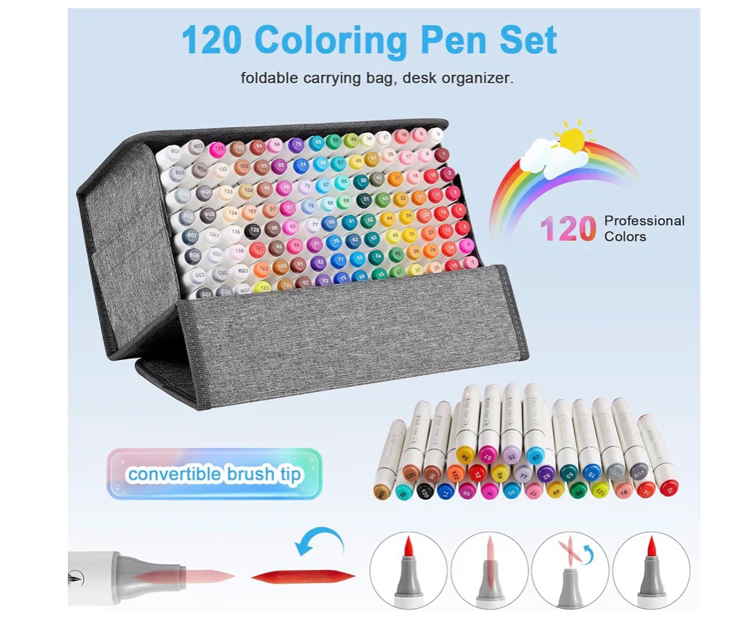 New Sanjoki 120 Alcohol Markers Double Tip -Brish & Chisel - photo 2