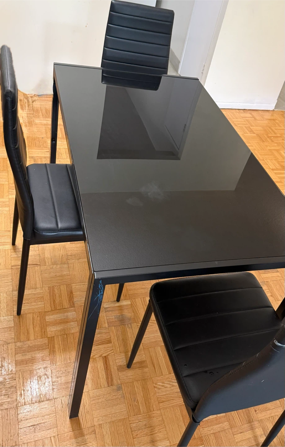 Dining table with 4 chairs and King size bed frame for sale