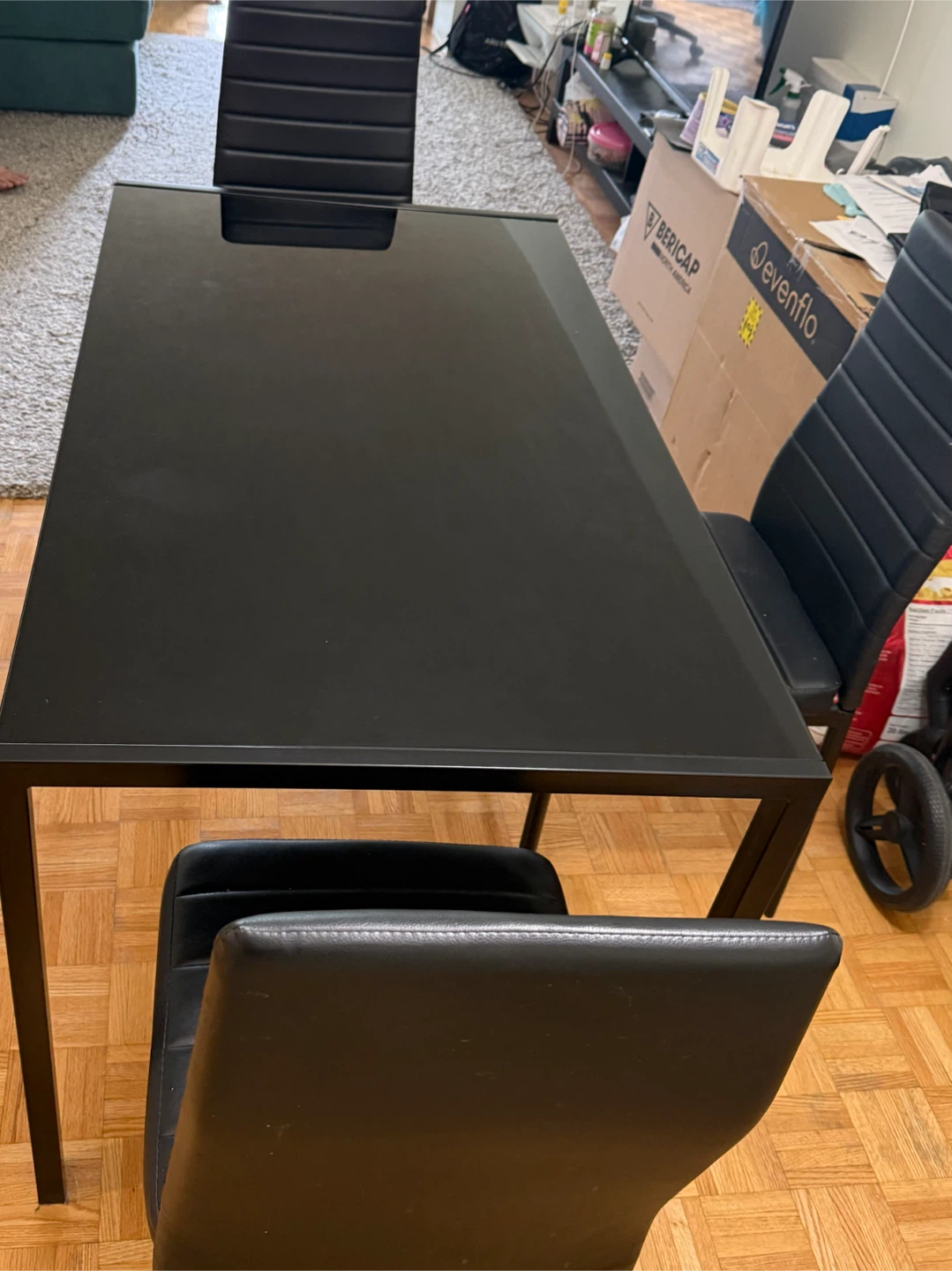 Dining table with 4 chairs and King size bed frame for sale - photo 2