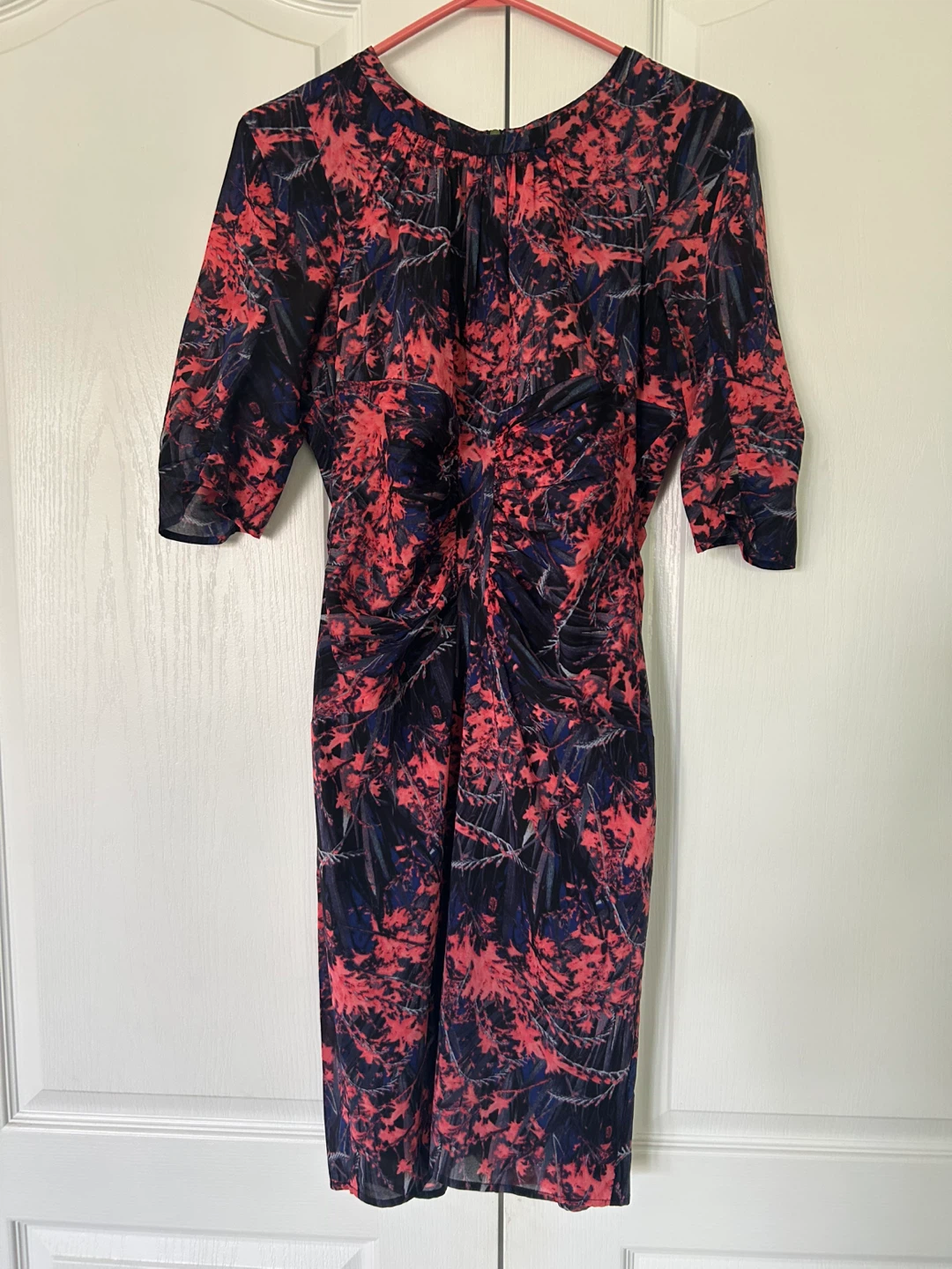 British brand Whistles Floral Print Ruched Midi Dress