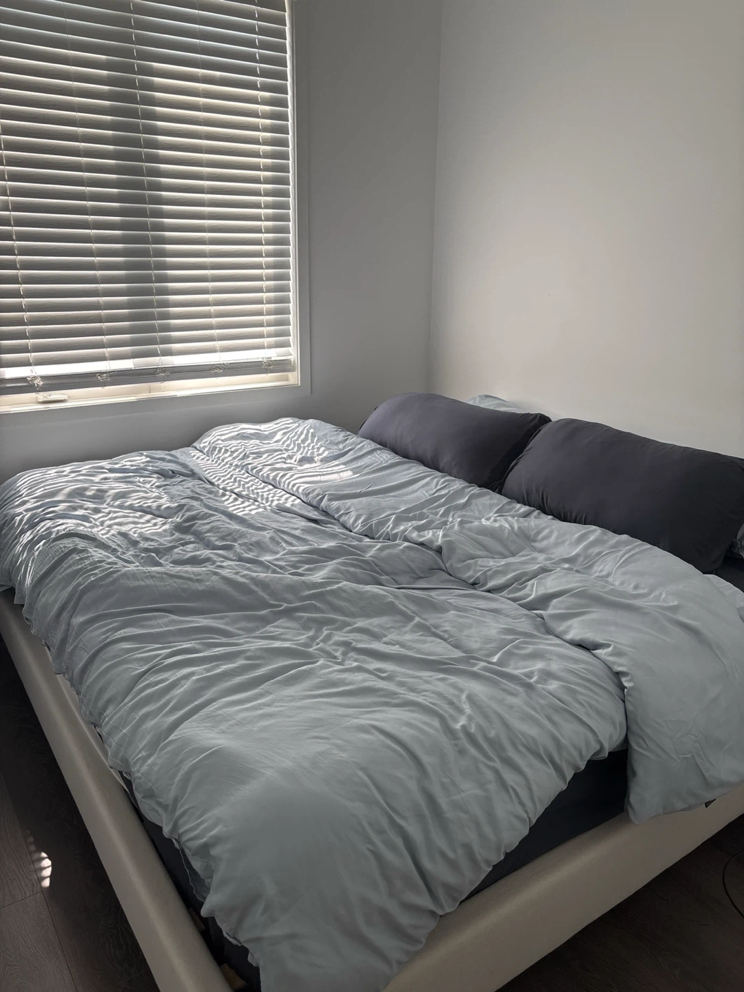 King Mattress + Bed Frame with Duvet and Pillows