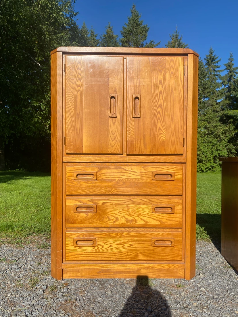 Vintage Solid Oak Tall Dresser / Armoire (CAN DELIVER)