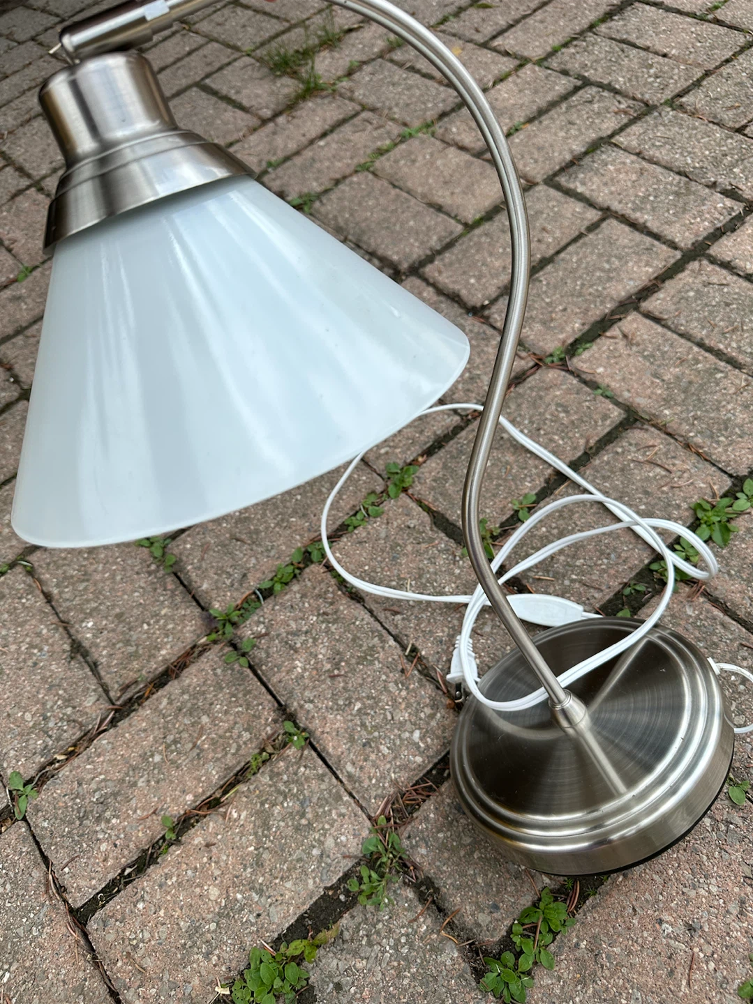 IKEA Brushed Nickel Desk Lamps with White Frosted Shades - photo 3