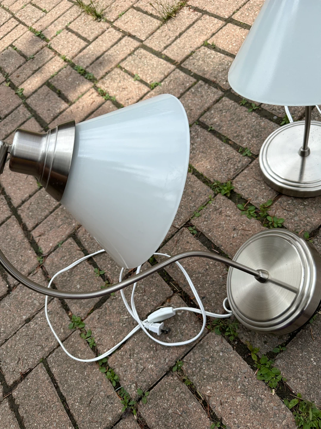 IKEA Brushed Nickel Desk Lamps with White Frosted Shades - photo 4