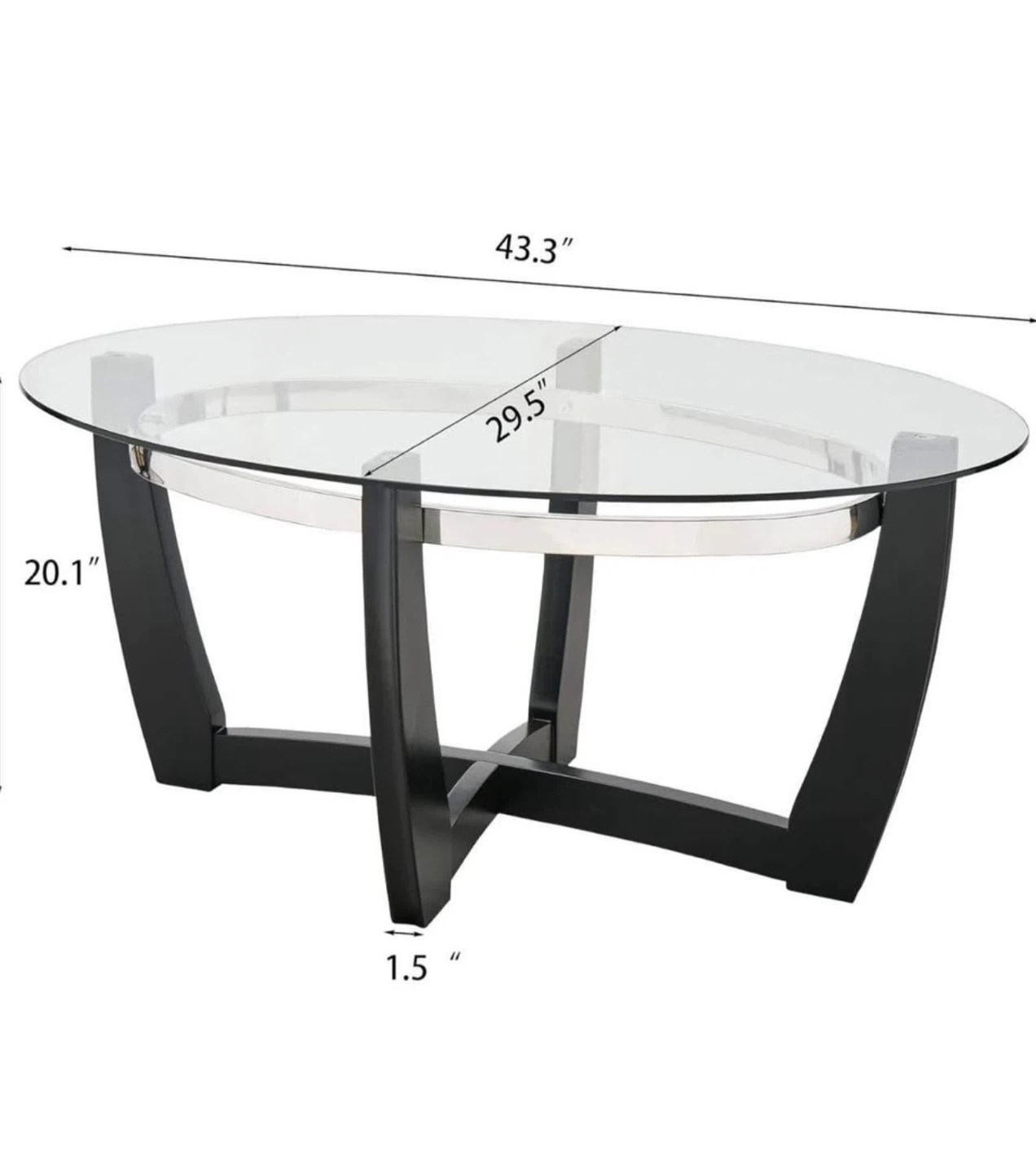 3 Glass Top Coffee Table with Dark Wood Base