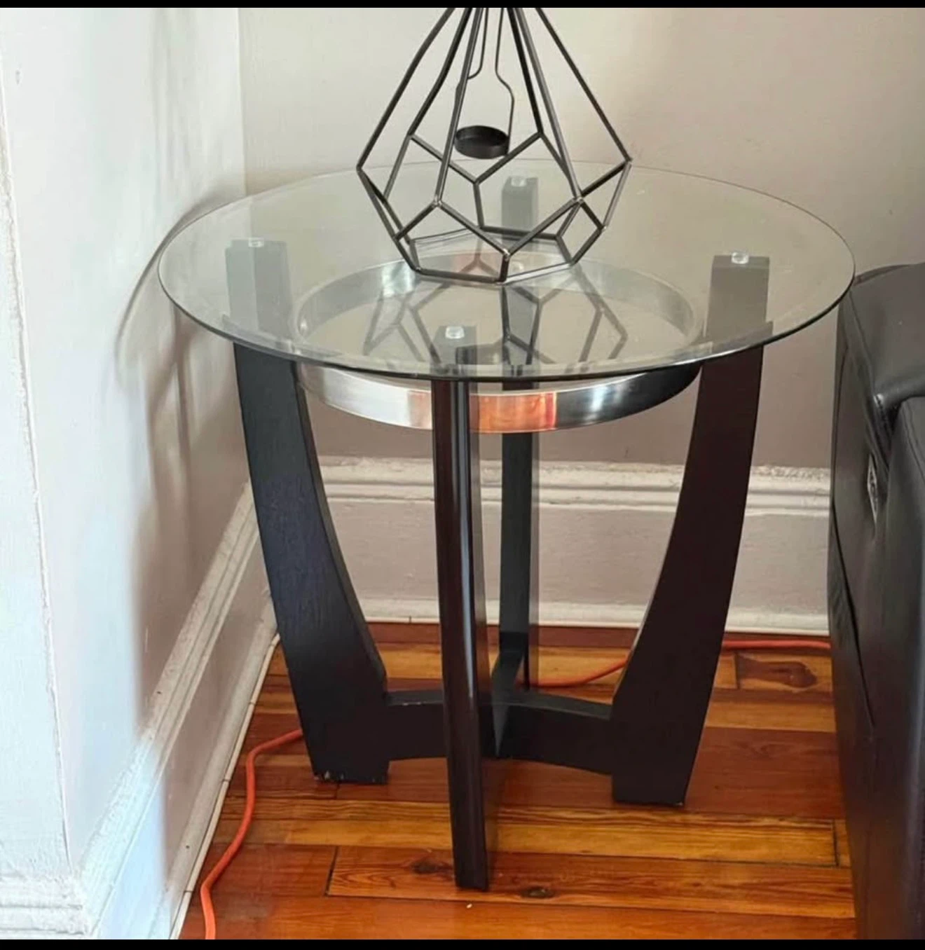 3 Glass Top Coffee Table with Dark Wood Base - photo 4