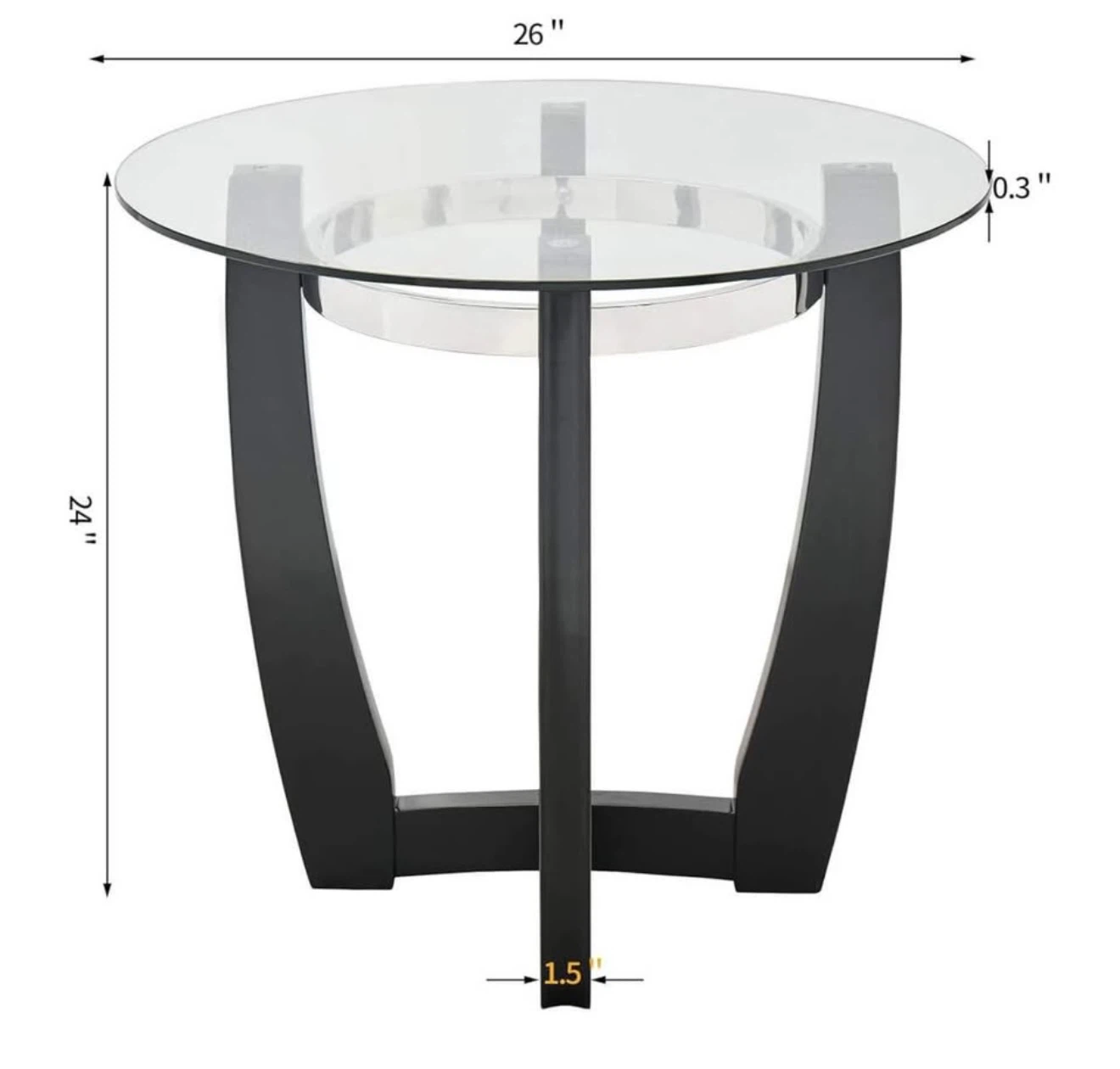 3 Glass Top Coffee Table with Dark Wood Base - photo 5