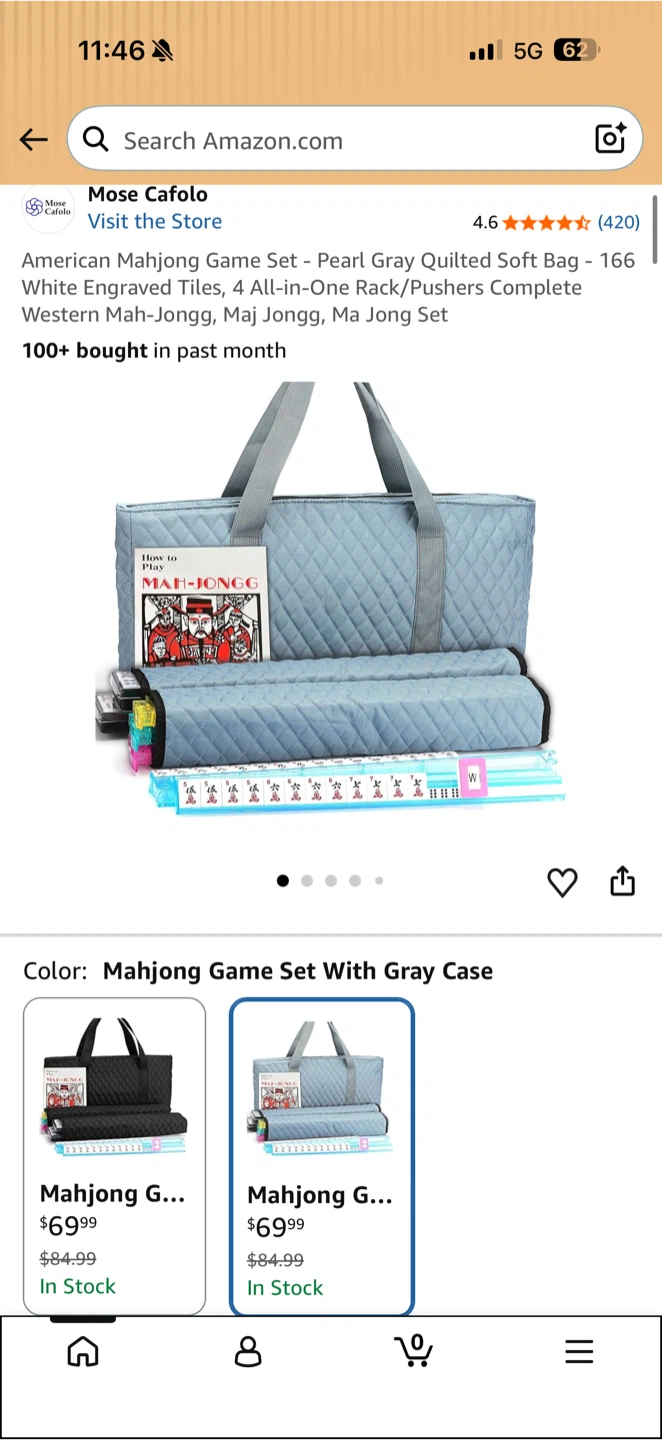 Mose Cafolo American Mahjong Game Set - Blue Quilted Bag