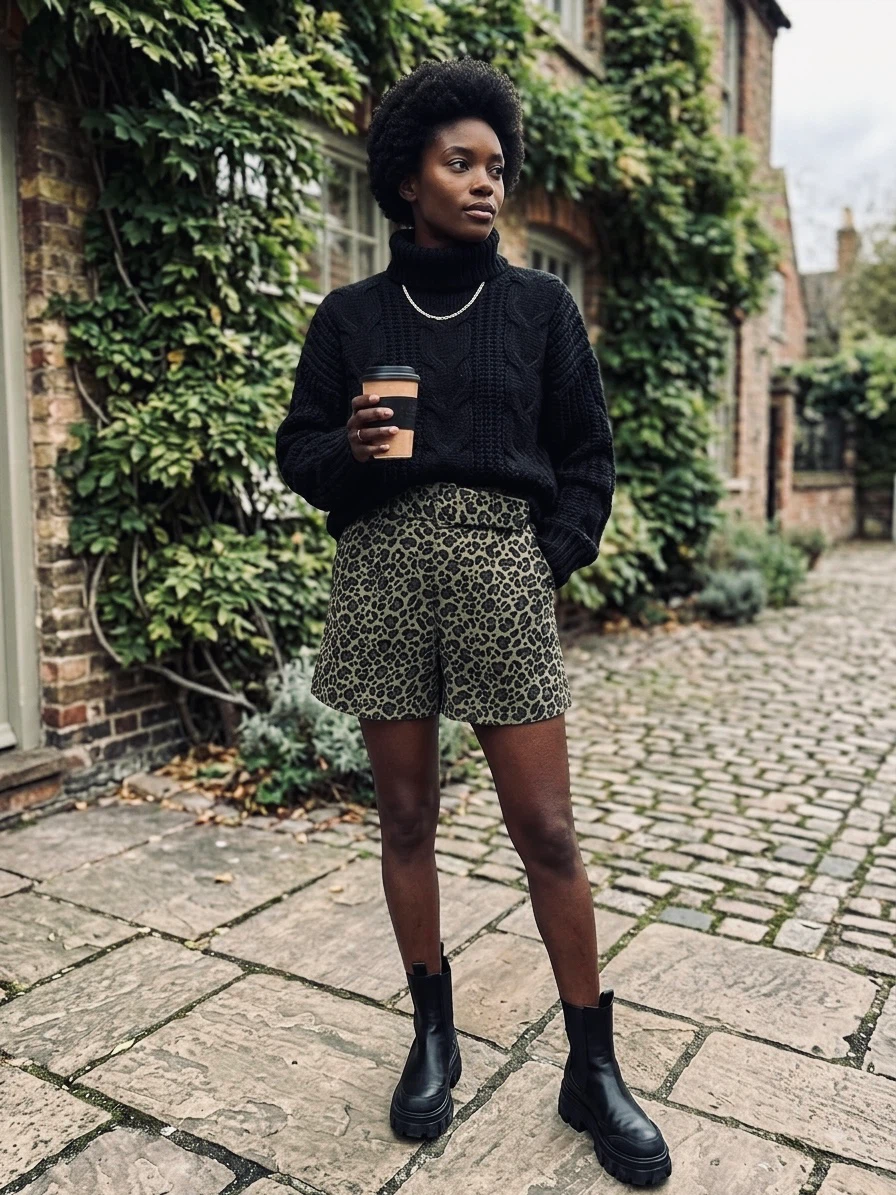 Zara Leopard Print High Waisted Shorts