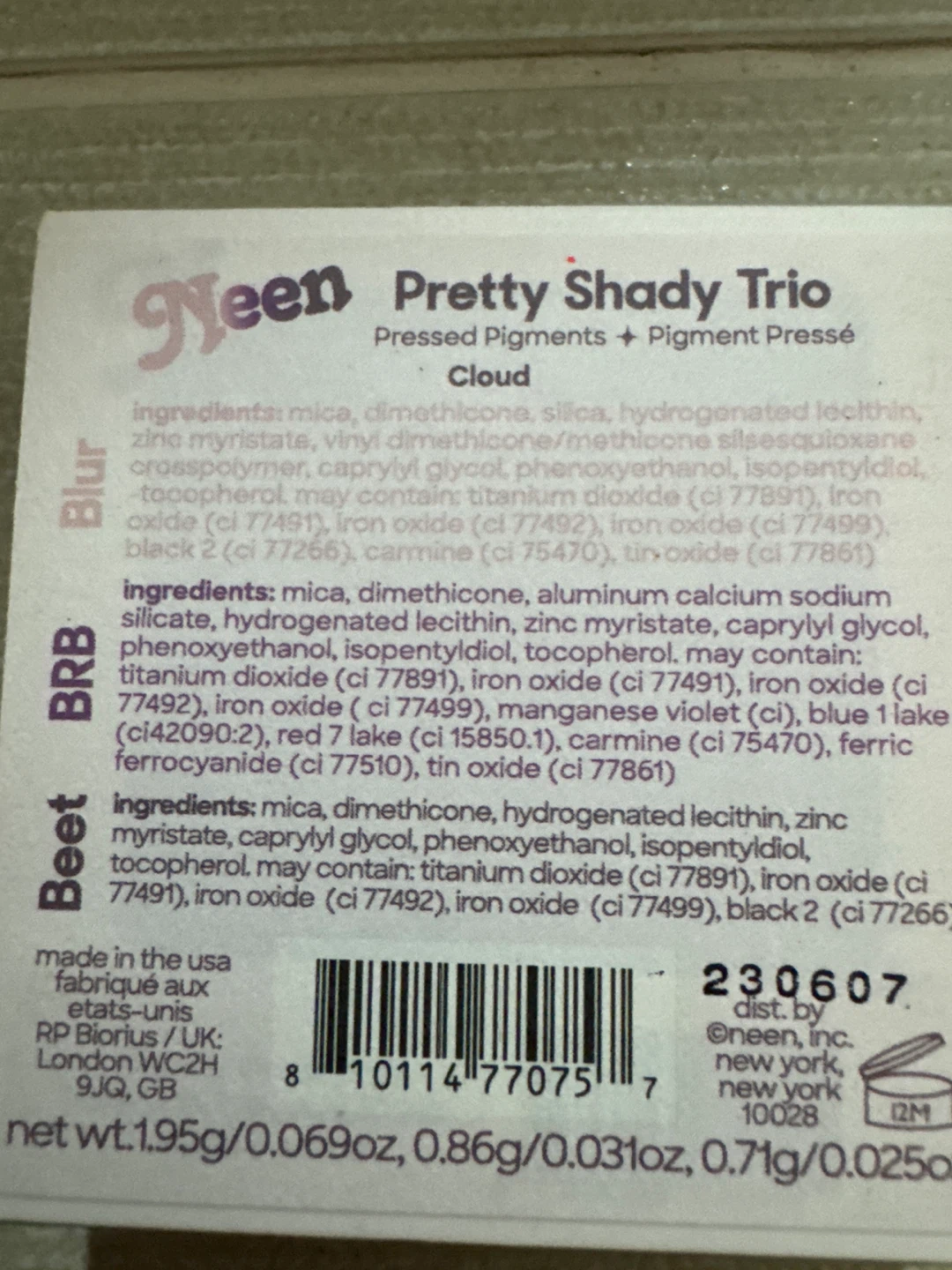 Neen Pretty Shady Trio Pressed Pigments Cloud - photo 2