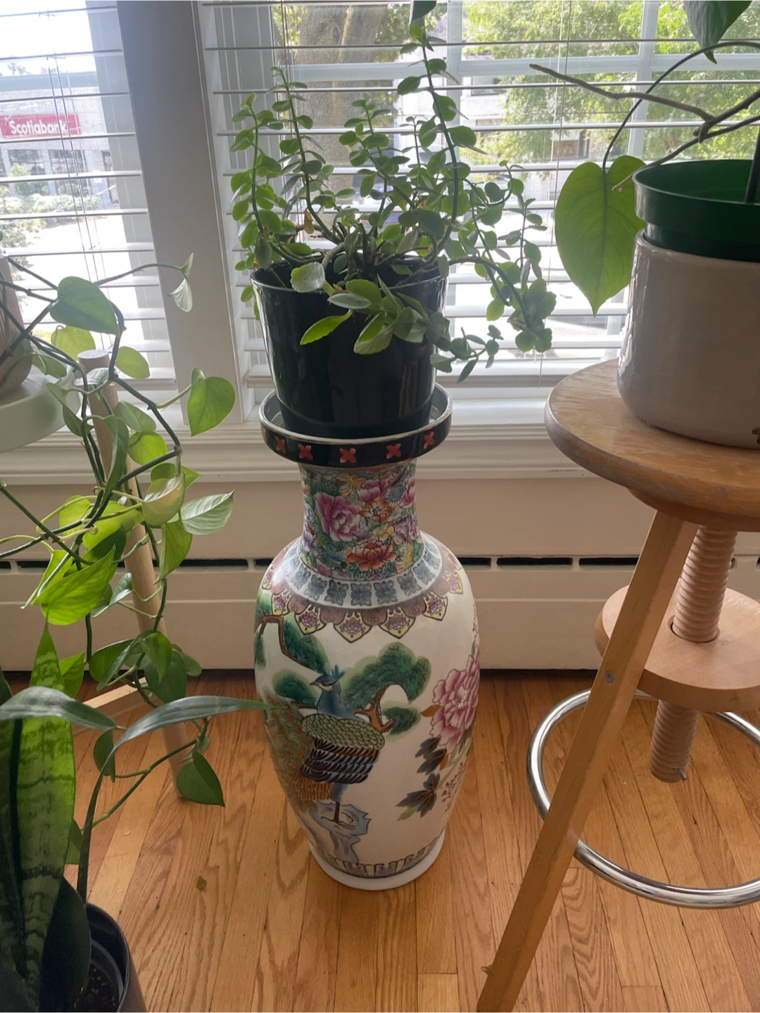 Large Decorative Ceramic Vase - Floral & Peacock Design - photo 4
