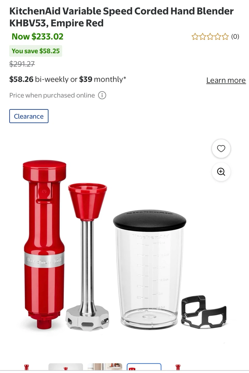 BNIB KITCHENAID variable speed corded hand blender