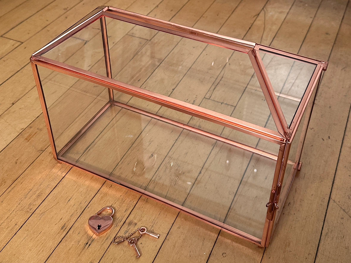 Rose Gold Envelope Card Decorative Glass Lock Box