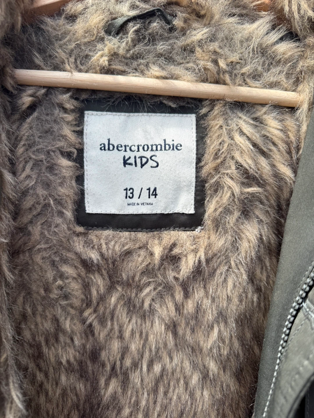Abercrombie Kids Green Fur-Lined Parka Jacket