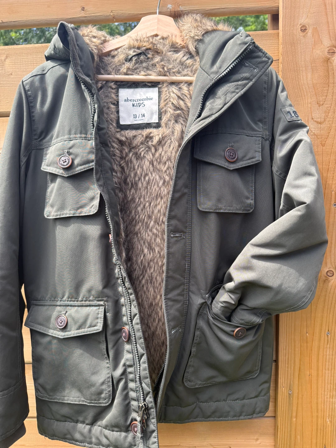 Abercrombie Kids Green Fur-Lined Parka Jacket - photo 3