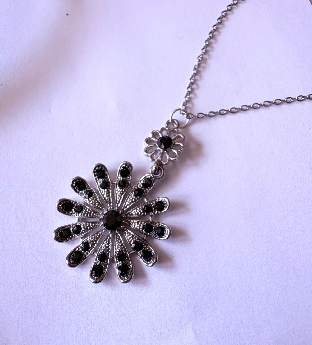 Silver Flower Pendant Necklace, new - photo 2