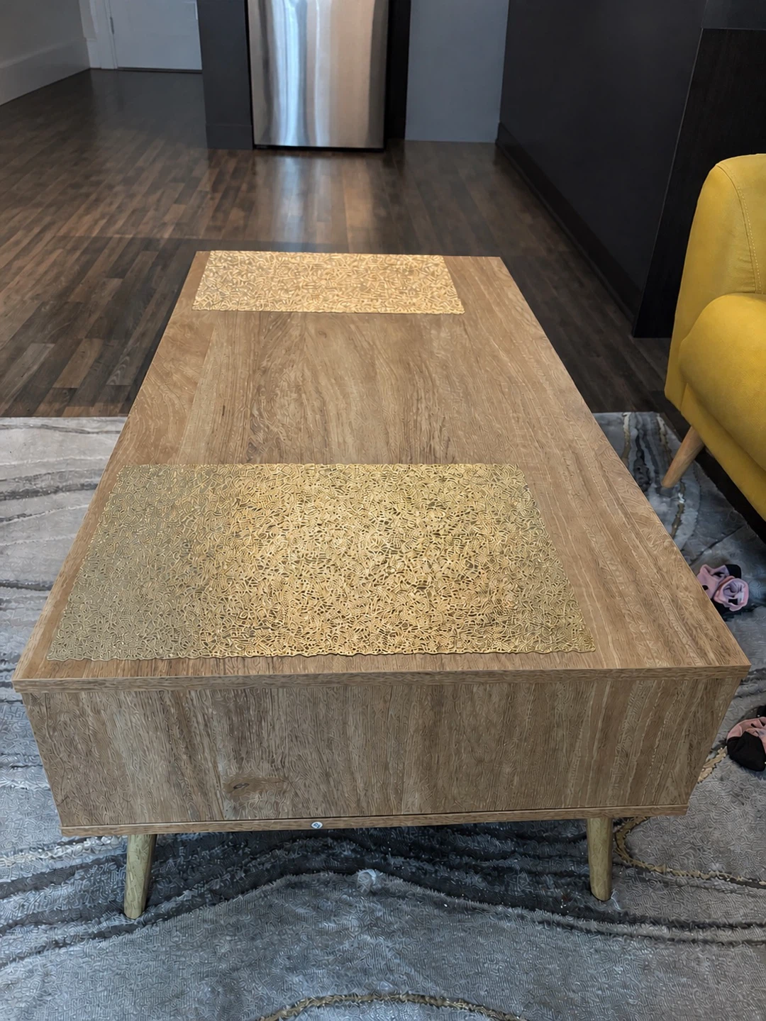 Wood Coffee Table with Drawer and Shelf