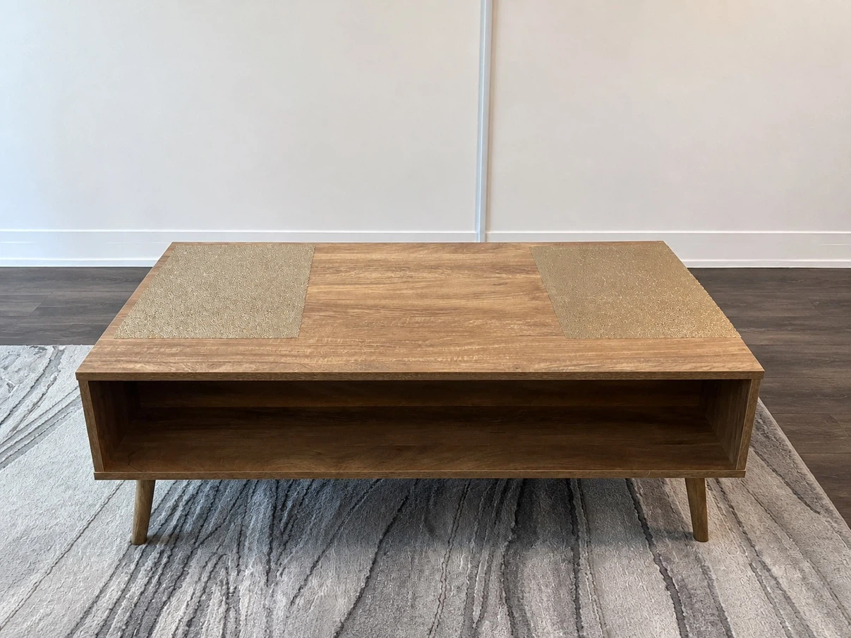 Wood Coffee Table with Drawer and Shelf - photo 2