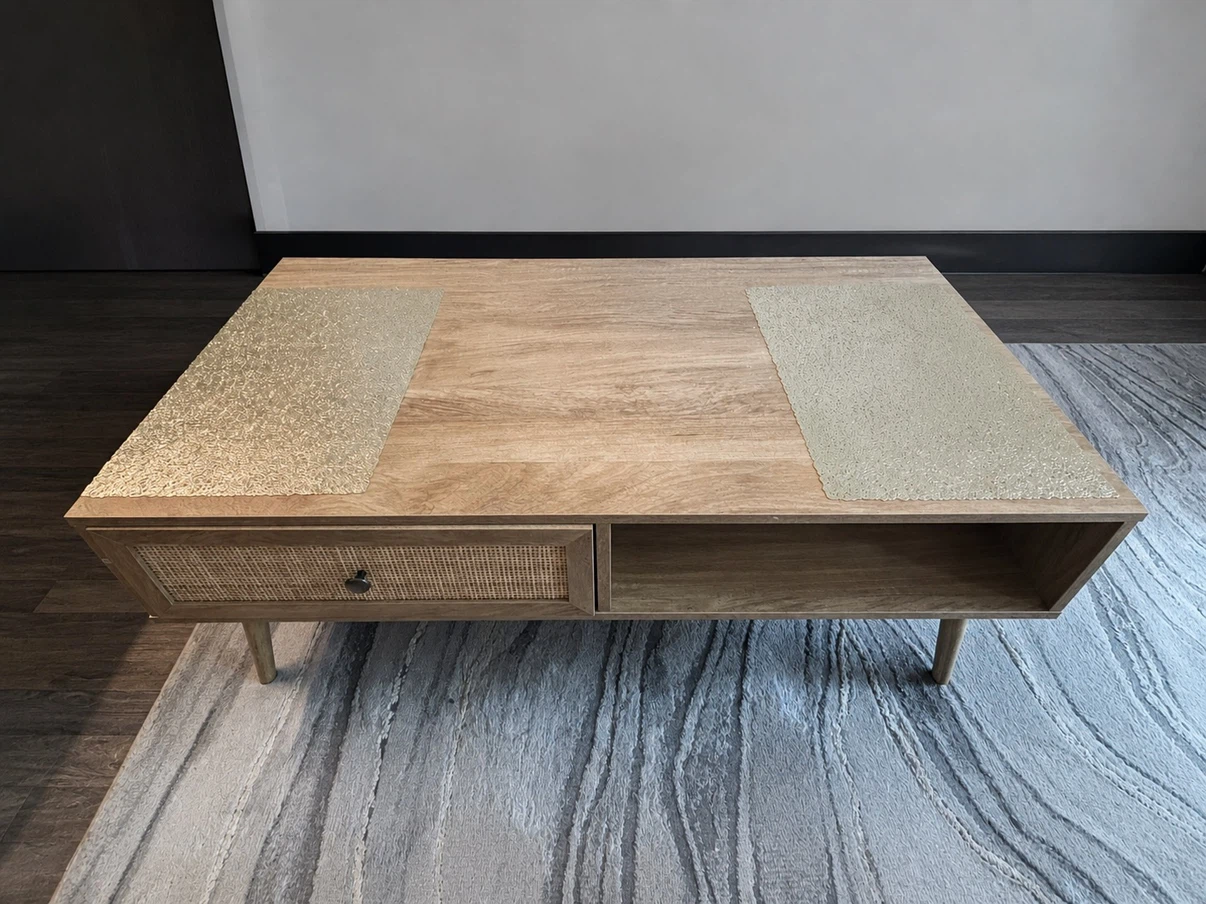 Wood Coffee Table with Drawer and Shelf - photo 3