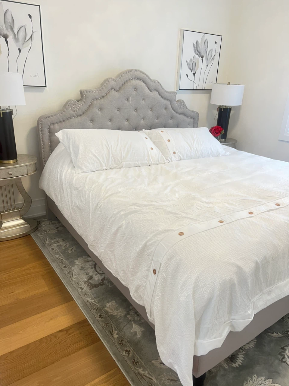 Tufted Grey Upholstered Headboard