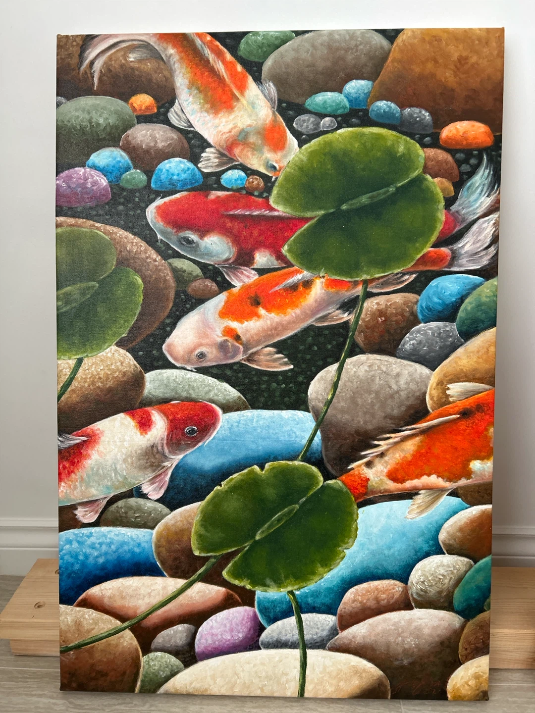 Original Painting of Koi Fish Pond