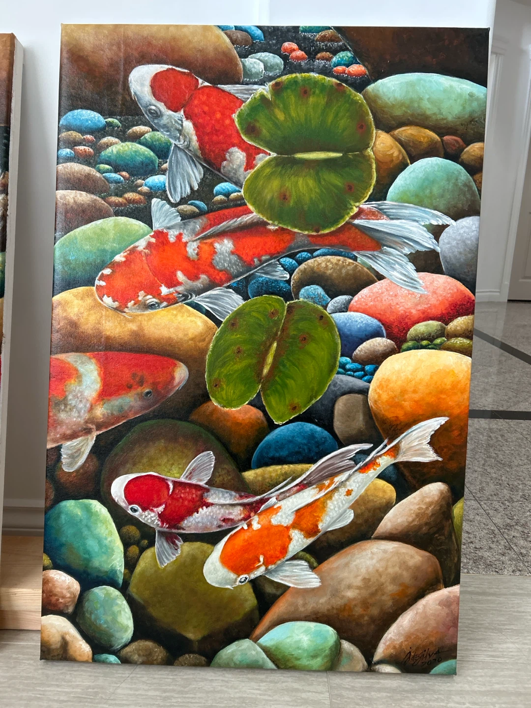 Original Painting of Koi Fish Pond - photo 2